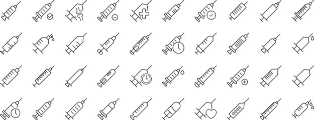 Collection of Line Icons of hospital, doctor and healthcare concept for Adverts. Suitable for books, stores, shops. Editable stroke in minimalistic outline style. Symbol for design