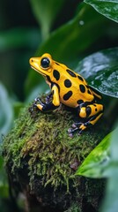 Obraz premium Yellow and black poison dart frog on