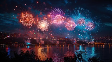 Cityscape Fireworks Display