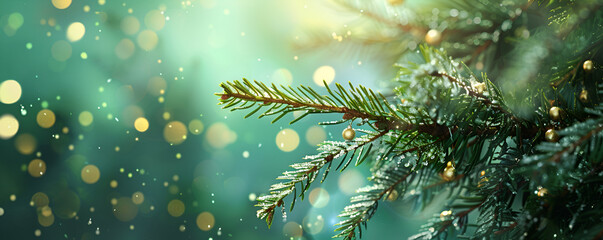 Christmas Pine Branch with Red Berries - Festive Holiday Decoration