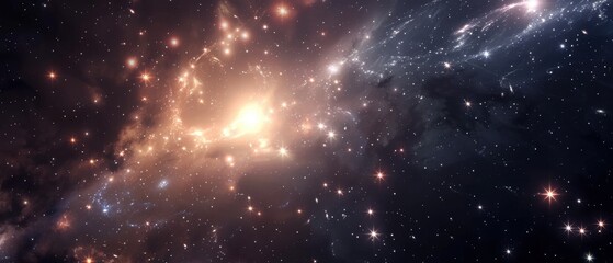 Obraz premium A captivating image of a star cluster and galaxies in deep space, showcasing the radiant beauty and vastness of the universe.