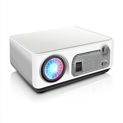 Fototapeta premium Modern Projector Icon for Home Theater Setup - 3D Realistic Illustration on White Background