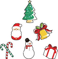 クリスマス　アイコン　飾り　あしらい　デコレーション　かわいい　イラスト素材セット