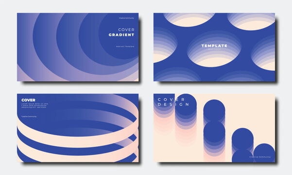 Set of template background design vector. Collection of creative abstract gradient vibrant colorful perspective geometric shape background. Art design for business card, cover, banner, wallpaper.