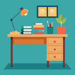 office desk vector silhouette icon for design