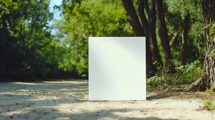 White canvas on the natural background with sand Sunny day in the park  Free space for your design : Generative AI