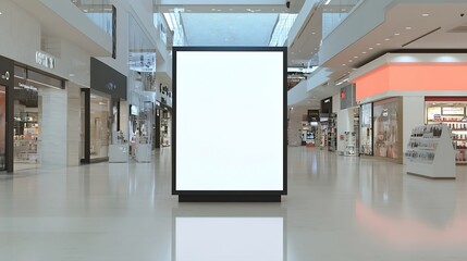 Mockup blank LED Screen billboard in front of entrance of cosmetics store in shopping mall Empty space to insert multimedia advertisement promotion at prominent positions to attract at : Generative AI