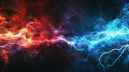 Clashing Energies: Red and Blue Lightning