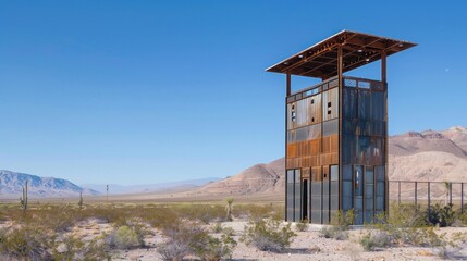 Rusty Tower in the Desert Landscape