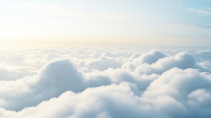 Fototapeta premium High nature view large white clouds on soft sky background in the morning View of white cloudy on the plane : Generative AI