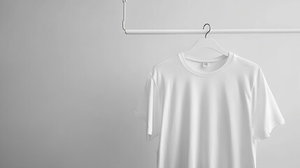 Blank White TShirt Mockup hanging on white Rack Hanger front view : Generative AI