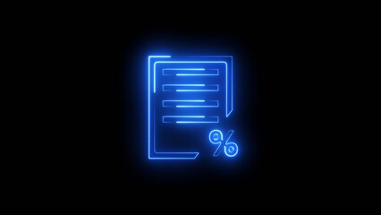 Glowing neon line Percent symbol discount icon isolated .