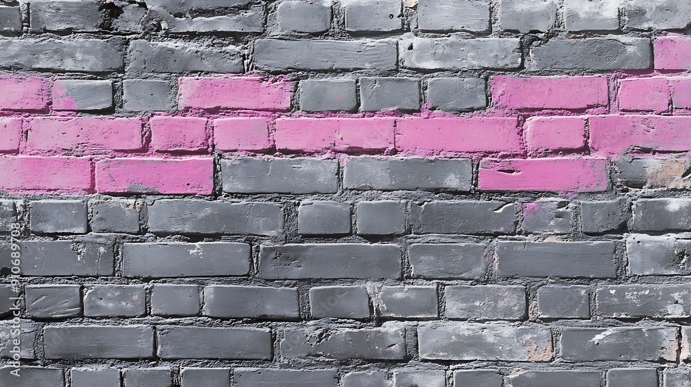 Aufkleber its a grey brick wall with pink color bar its suitable for being powerpoint template post card backg