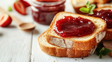Delicious toasts and jam