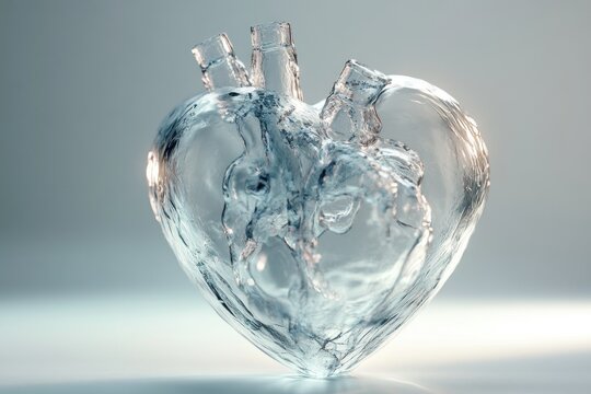 A digital 3D rendering of a heart made from translucent material, symbolizing transparency and clarity in health matters. The background is a light gradient, offering ample copy space for World Heart