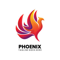 Vector Logo Illustration Phoenix Gradient Colorful Style.