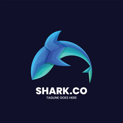 Vector Logo Illustration Shark Gradient Colorful Style.