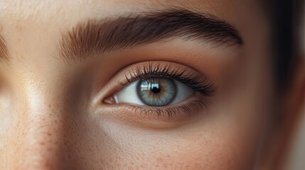 Obraz premium Stunning close-up of a model eyebrow shape, suitable for beauty product promotions. Space for text on a clean background.