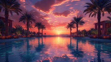 Sunset Reflection in the Pool
