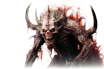 Demonic creature fantasy white background aggression.