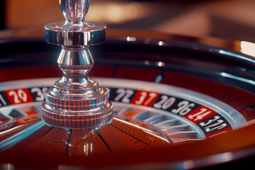 Obraz premium a casino roulette wheel on the table. AI generative.