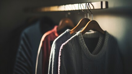 Obraz premium Clothes on a clothing hanger : Generative AI