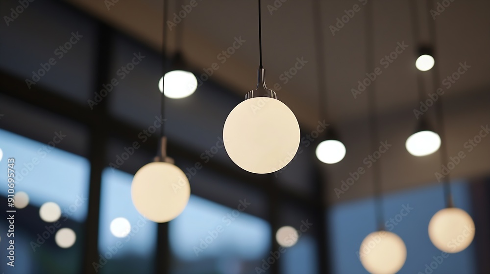 Poster light fixtures suspended from ceiling : generative ai