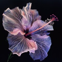 Translucent Hibiscus Bloom in a Cosmic Tapestry