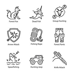Bundle of Forest Hunting Line Style Icons 

