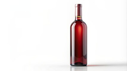 Realistic render of a wine bottle on a white background, alcohol, beverage, red wine, glass, product, elegant, isolated, luxury