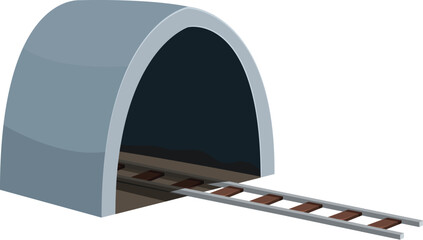 Fototapeta premium Train tunnel entrance is leading into the dark abyss with railroad tracks