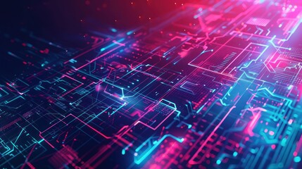 Abstract Neon Circuitry - Digital Network