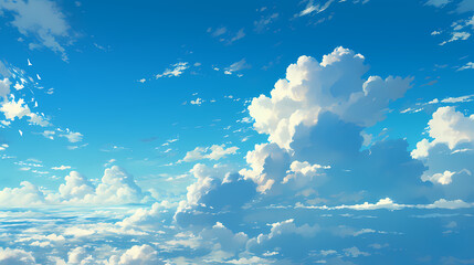 Naklejka premium anime blue sky and clouds cape dramatic background