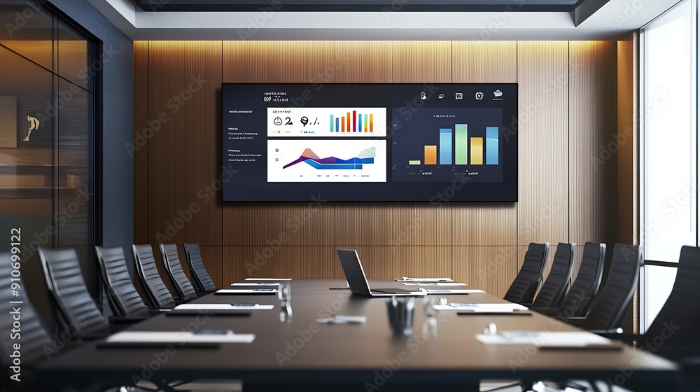 Poster television with presentation slideshow in meeting room : generative ai