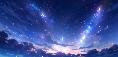 Fototapeta premium anime night sky stars and galaxy background