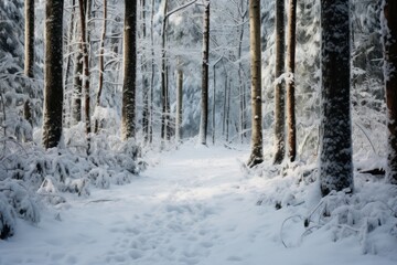 Fototapeta premium Forest snow outdoors woodland.