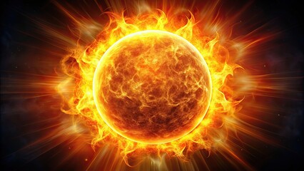 Glowing sun in flames on background, sun, flames,background, fiery, radiant, celestial, celestial body, solar, energy, heat