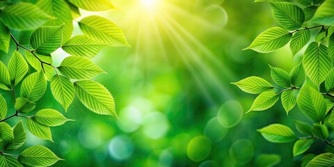 Naklejka premium Green leaves background with vibrant foliage in a natural setting, nature, environment, greenery, plants, lush, outdoors