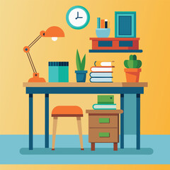 office desk vector silhouette icon for design