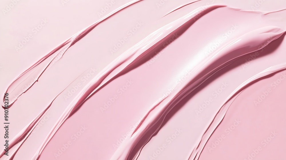 Poster swatches of cosmetic cream on a pink background highlighting smooth textures and skincare product co