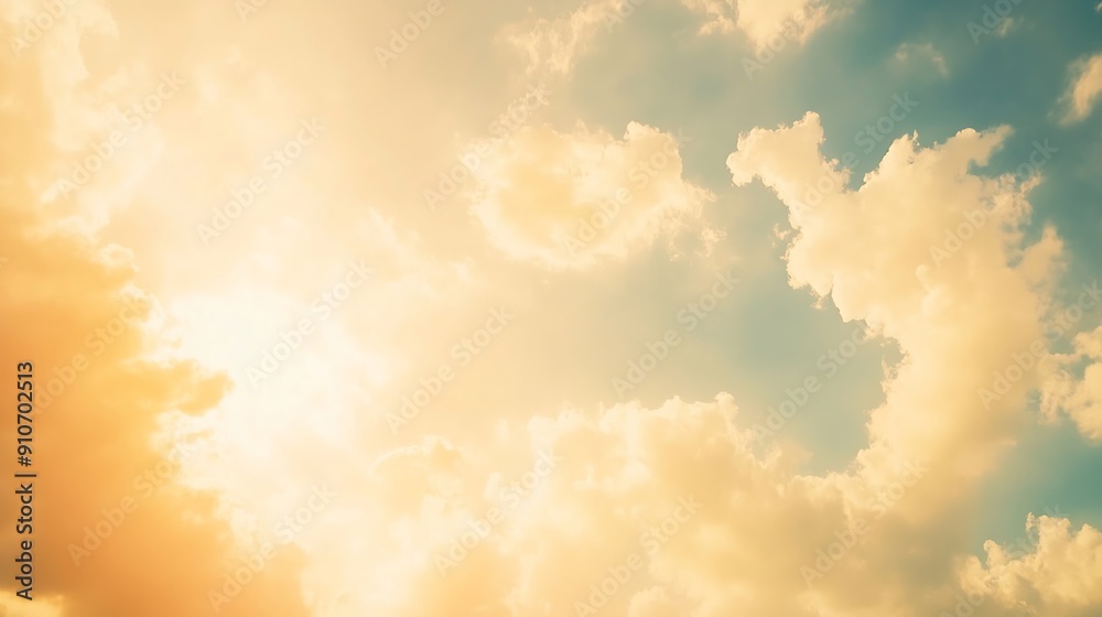 Poster real majestic sunrise sundown sky background with gentle colorful clouds without birds panoramic big