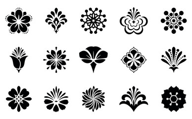 Flowers icon set. Flowers isolated on transparent background. Flowers in modern simple. Cute round flower plant nature collection. Vector illustrator