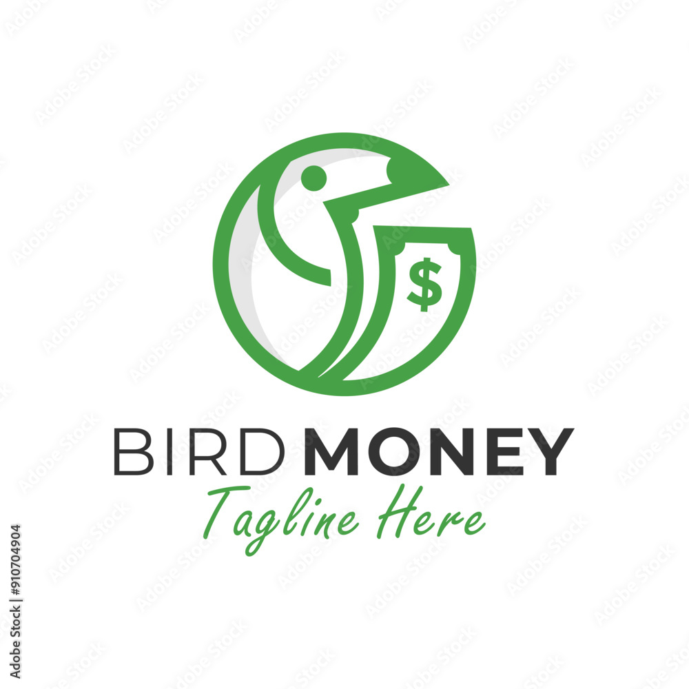 Poster bird money outline logo