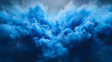 Obraz premium Blue Powder Explosion Abstract Art, blue powder splash, blue smoke 