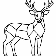 Deer-stained glass design, smooth curves, clean vector line art illustration