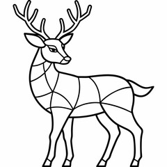 Deer-stained glass design, smooth curves, clean vector line art illustration