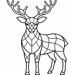 Deer-stained glass design, smooth curves, clean vector line art illustration