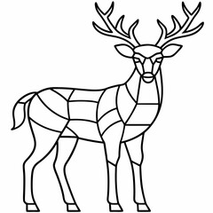 Deer-stained glass design, smooth curves, clean vector line art illustration