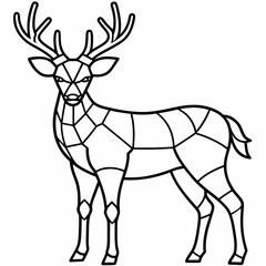 Deer-stained glass design, smooth curves, clean vector line art illustration