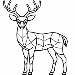 Deer-stained glass design, smooth curves, clean vector line art illustration